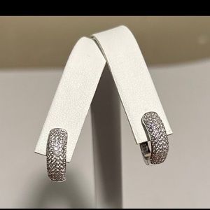 925 sterling silver pave Huggies